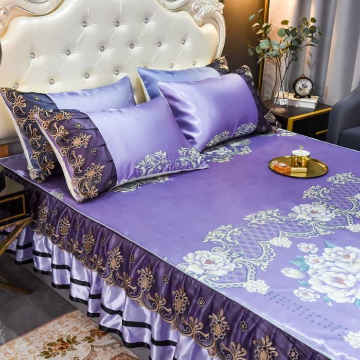 91家纺网 家纺一手货源 找家纺 ds生活馆 2021新款欧式床裙款冰丝席凉席 真爱永恒