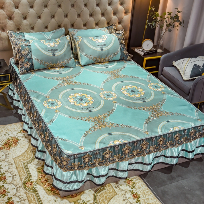 91家纺网 家纺一手货源 找家纺 ds生活馆 2021新款欧式床裙款冰丝席凉席 华尔兹