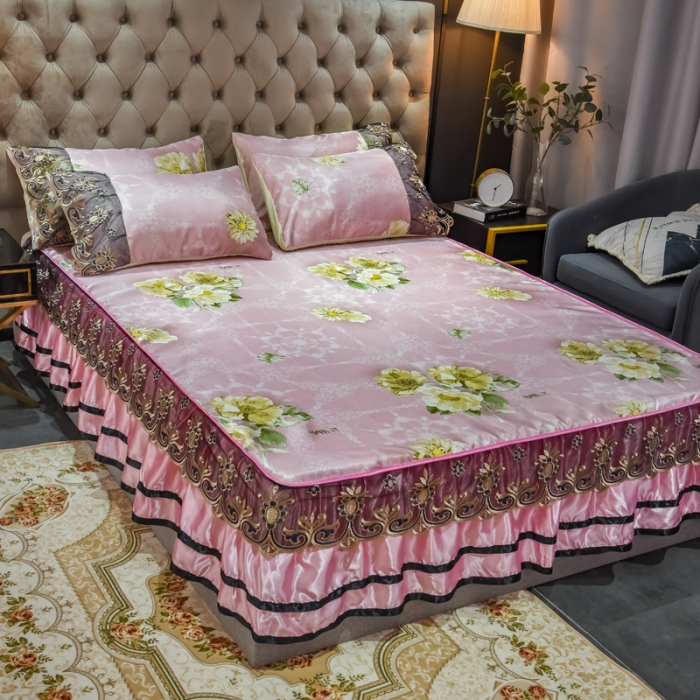 91家纺网 家纺一手货源 找家纺 ds生活馆 2021新款欧式床裙款冰丝席凉席 曼妙舞姿