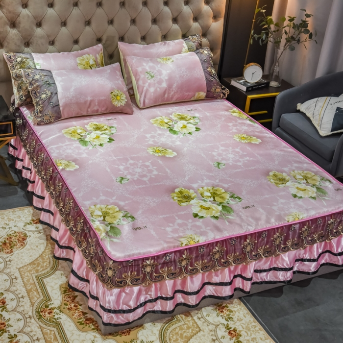 91家纺网 家纺一手货源 找家纺 ds生活馆 2021新款欧式床裙款冰丝席凉席 曼妙舞姿