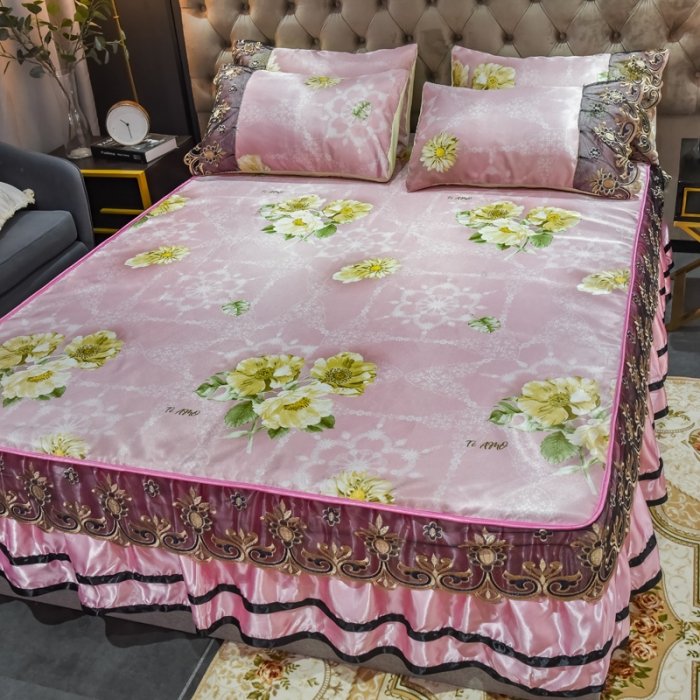 91家纺网 家纺一手货源 找家纺 ds生活馆 2021新款欧式床裙款冰丝席凉席 曼妙舞姿