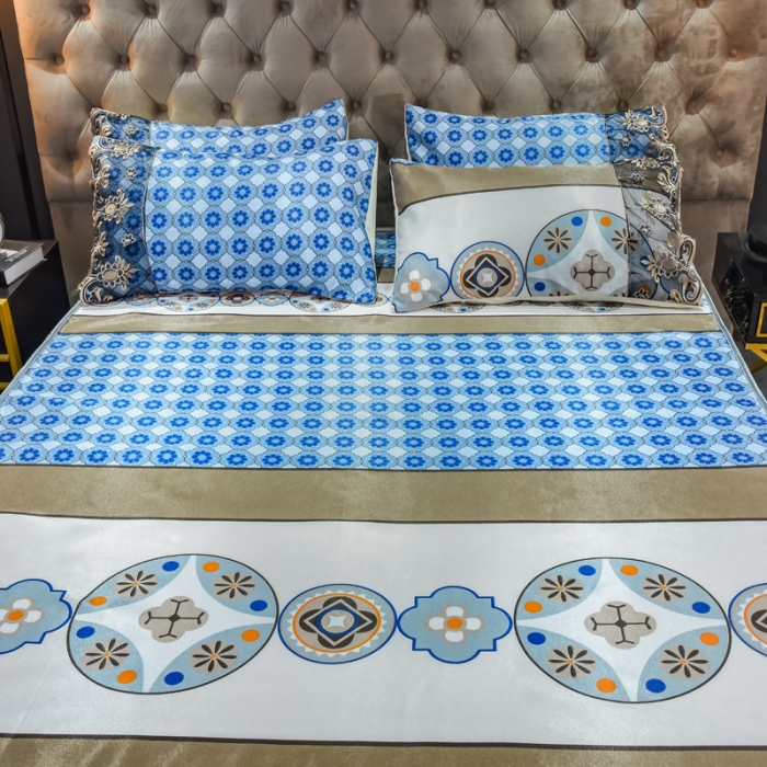 91家纺网 家纺一手货源 找家纺 ds生活馆 2021新款欧式床裙款冰丝席凉席 清风和韵