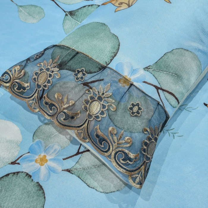 91家纺网 家纺一手货源 找家纺 ds生活馆 2021新款欧式床裙款冰丝席凉席 森林奇境