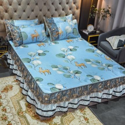 ds生活馆 2021新款欧式床裙款冰丝席凉席 森林奇境