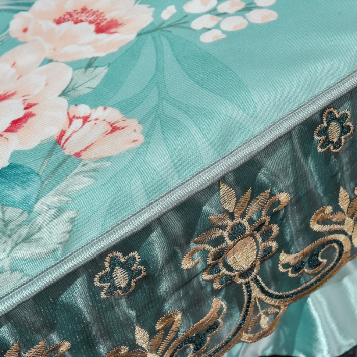 91家纺网 家纺一手货源 找家纺 ds生活馆 2021新款欧式床裙款冰丝席凉席 盛世花开