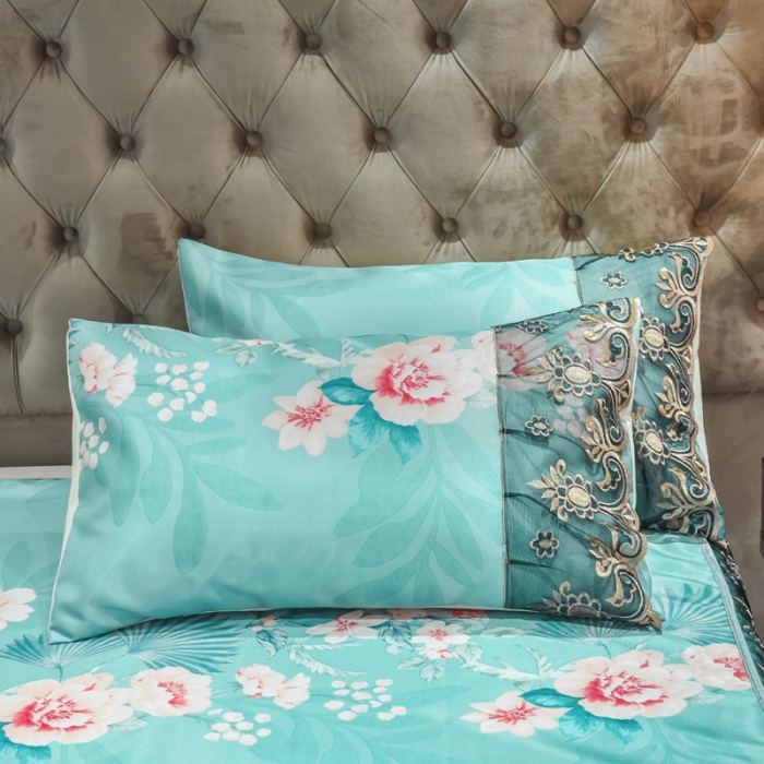 91家纺网 家纺一手货源 找家纺 ds生活馆 2021新款欧式床裙款冰丝席凉席 盛世花开