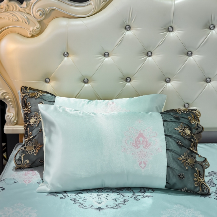 91家纺网 家纺一手货源 找家纺 ds生活馆 2021新款欧式床裙款冰丝席凉席 悉尼蓝