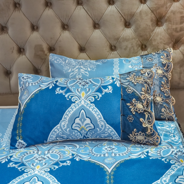 91家纺网 家纺一手货源 找家纺 ds生活馆 2021新款欧式床裙款冰丝席凉席 雅韵翩然