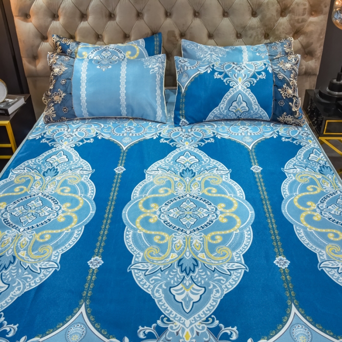 91家纺网 家纺一手货源 找家纺 ds生活馆 2021新款欧式床裙款冰丝席凉席 雅韵翩然