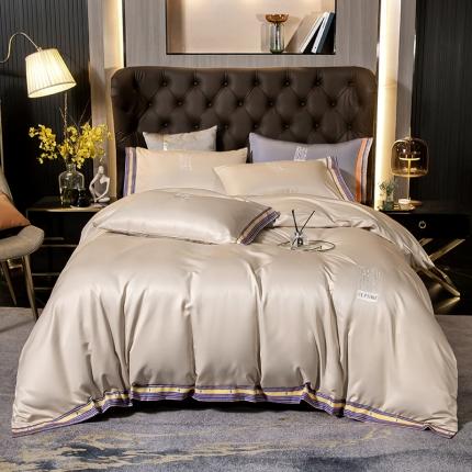 91家纺网 家纺一手货源 找家纺 （总）莎臣豹 2025新款丝芙妮水洗真丝天丝刺绣四件套