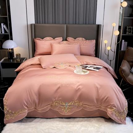 91家纺网 家纺一手货源 找家纺 总 DC2024新款60支s长绒棉全棉纯棉刺绣婚庆四件套