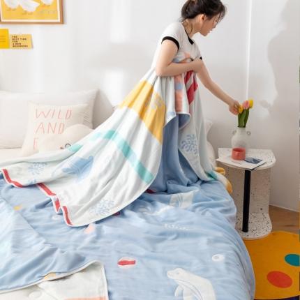 91家纺网 家纺一手货源 找家纺 （总）朴尔家纺 2021新款卡漫风格全棉六层纱毛巾被