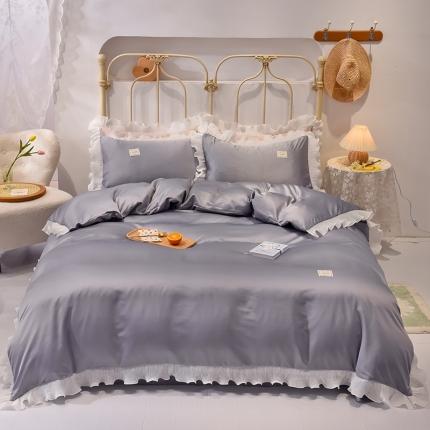 91家纺网 家纺一手货源 找家纺 （总）艾米 2025新款水洗真丝雪纺花边揽梦系列四件套