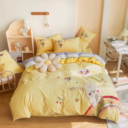 91家纺网 家纺一手货源 找家纺 （总）眠屿家纺 2021新款水洗棉绣花四件套