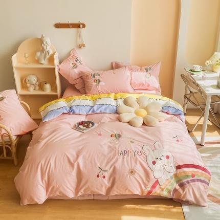 91家纺网 家纺一手货源 找家纺 （总）眠屿家纺 2021新款水洗棉绣花四件套