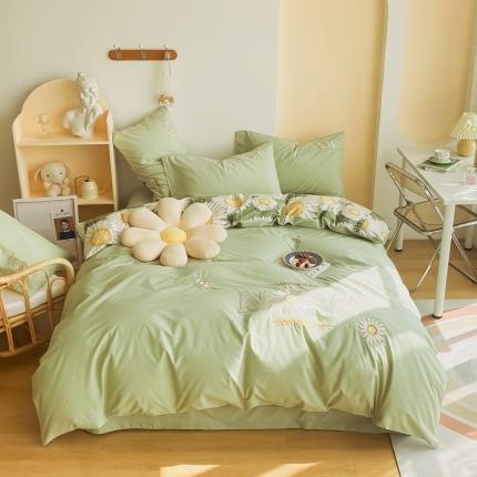 91家纺网 家纺一手货源 找家纺 （总）眠屿家纺 2021新款水洗棉绣花四件套