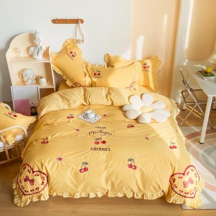 91家纺网 家纺一手货源 找家纺 （总）眠屿家纺 2021新款水洗棉绣花四件套