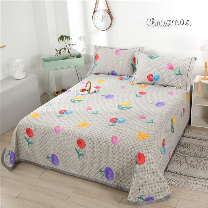 91家纺网 家纺一手货源 找家纺 森麻艾草助眠老粗布凉席全棉肌理纹加厚床单空调软席柠檬恋花灰