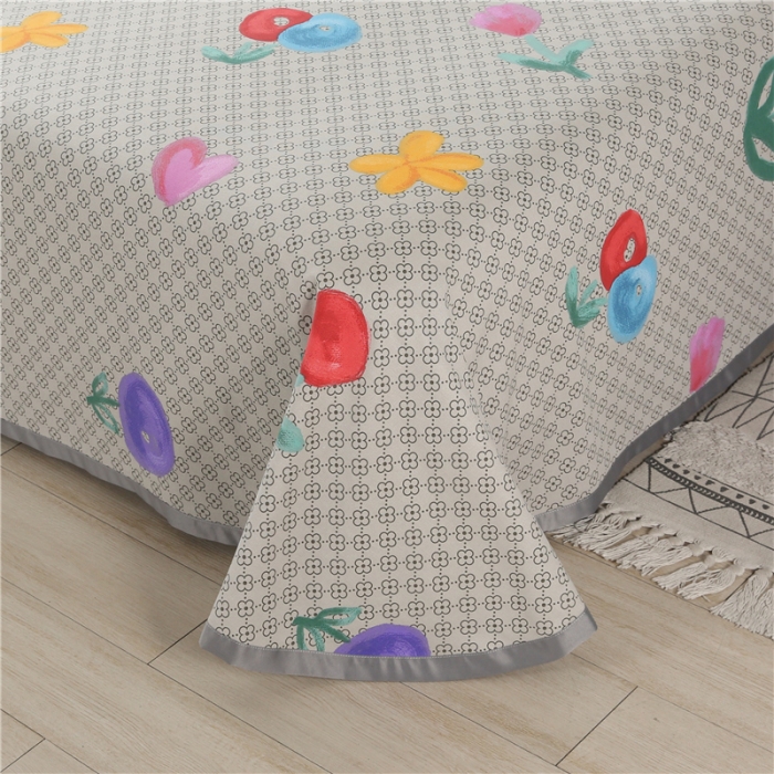 91家纺网 家纺一手货源 找家纺 森麻艾草助眠老粗布凉席全棉肌理纹加厚床单空调软席柠檬恋花灰