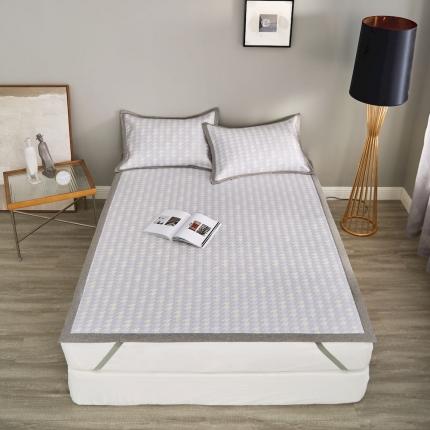 91家纺网 家纺一手货源 找家纺 涞澳家纺 2021新款凉席三件套-千鸟格 千鸟格-浅灰