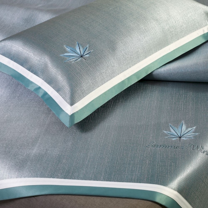 91家纺网 家纺一手货源 找家纺 涞澳家纺 2021新款凉席三件套-枫叶 枫叶-绿