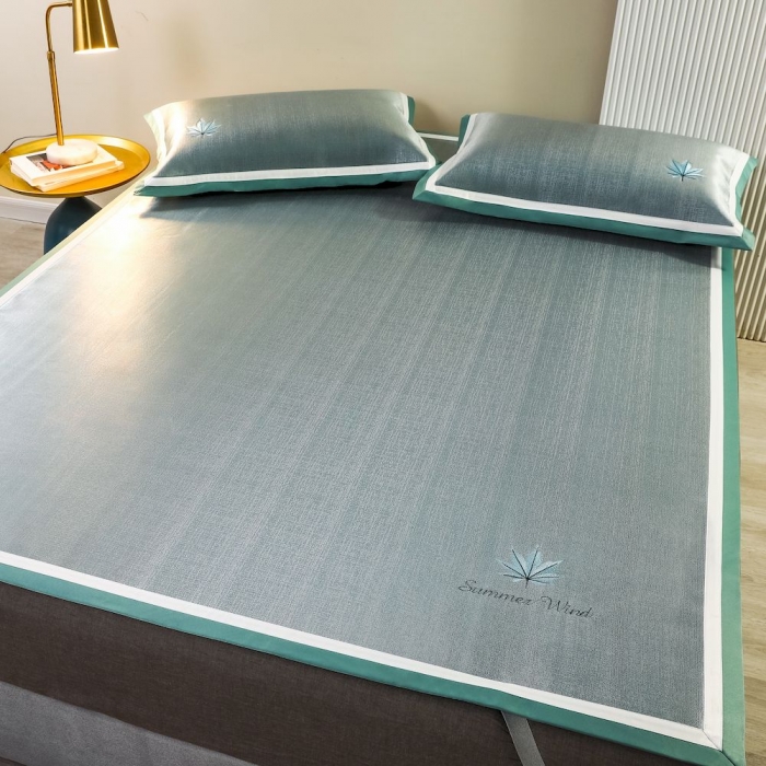 91家纺网 家纺一手货源 找家纺 涞澳家纺 2021新款凉席三件套-枫叶 枫叶-绿