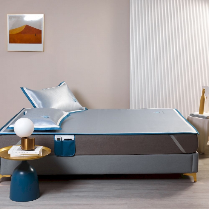 91家纺网 家纺一手货源 找家纺 涞澳家纺 2021新款凉席三件套-枫叶 枫叶-蓝