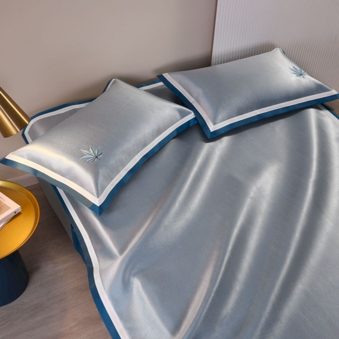 91家纺网 家纺一手货源 找家纺 涞澳家纺 2021新款凉席三件套-枫叶 枫叶-蓝