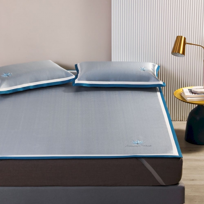 91家纺网 家纺一手货源 找家纺 涞澳家纺 2021新款凉席三件套-枫叶 枫叶-蓝