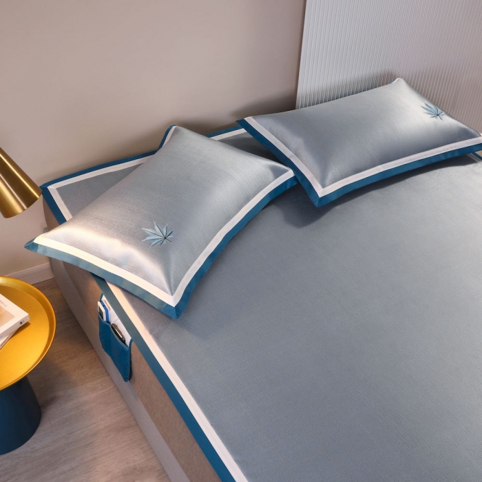 91家纺网 家纺一手货源 找家纺 涞澳家纺 2021新款凉席三件套-枫叶 枫叶-蓝