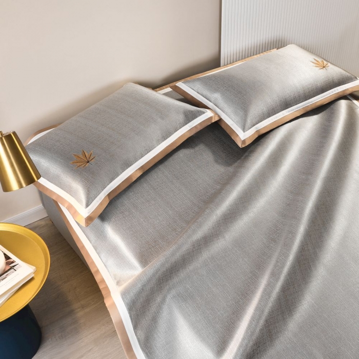 91家纺网 家纺一手货源 找家纺 涞澳家纺 2021新款凉席三件套-枫叶 枫叶-咖