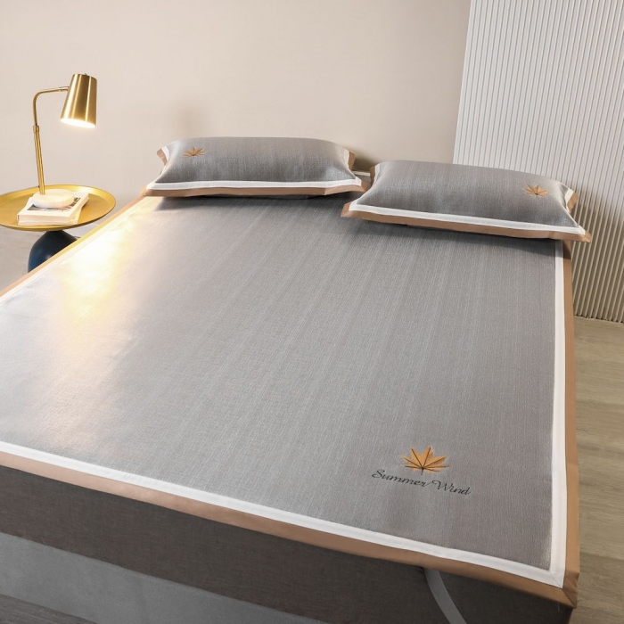 91家纺网 家纺一手货源 找家纺 涞澳家纺 2021新款凉席三件套-枫叶 枫叶-咖