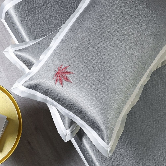 91家纺网 家纺一手货源 找家纺 涞澳家纺 2021新款凉席三件套-枫叶 枫叶-灰