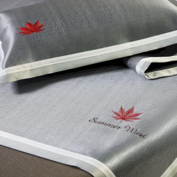 91家纺网 家纺一手货源 找家纺 涞澳家纺 2021新款凉席三件套-枫叶 枫叶-灰