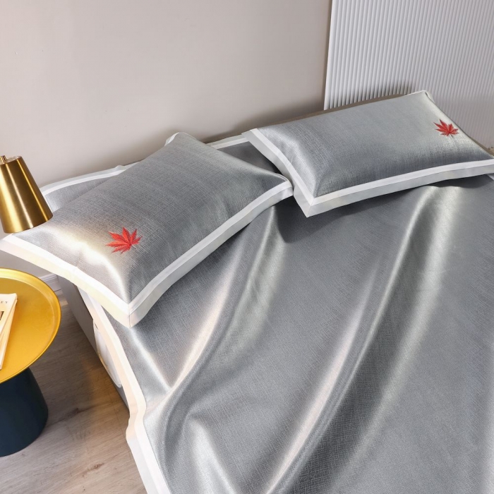 91家纺网 家纺一手货源 找家纺 涞澳家纺 2021新款凉席三件套-枫叶 枫叶-灰