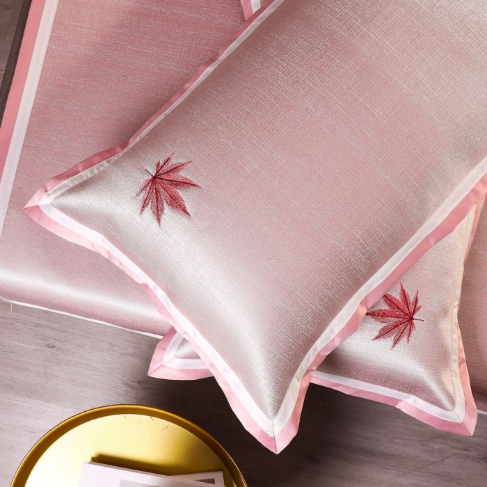 91家纺网 家纺一手货源 找家纺 涞澳家纺 2021新款凉席三件套-枫叶 枫叶-粉