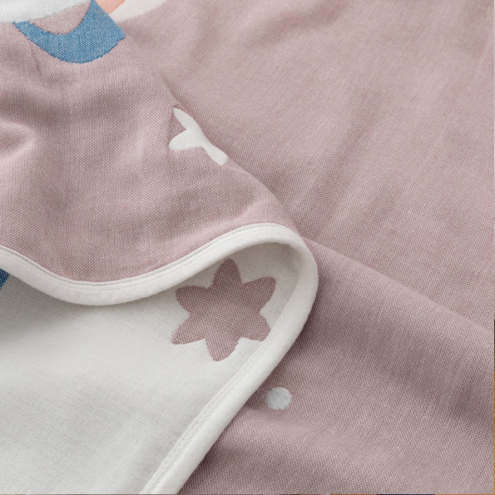 91家纺网 家纺一手货源 找家纺 朴尔家纺 新款卡漫风格全棉六层纱毛巾被 浩瀚宇宙-豆沙