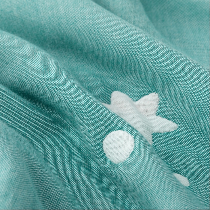 91家纺网 家纺一手货源 找家纺 朴尔家纺 2021新款卡漫风格全棉六层纱毛巾被 浩瀚宇宙-绿