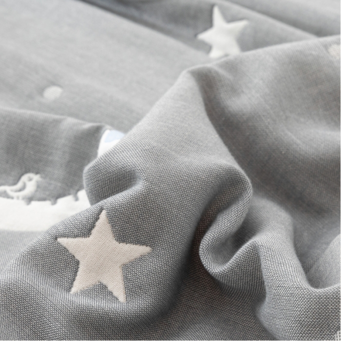 91家纺网 家纺一手货源 找家纺 朴尔家纺 2021新款卡漫风格全棉六层纱毛巾被 长鼻象-灰