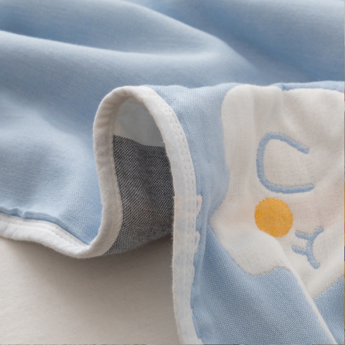 91家纺网 家纺一手货源 找家纺 朴尔家纺 2021新款卡漫风格全棉六层纱毛巾被 长鼻象-兰