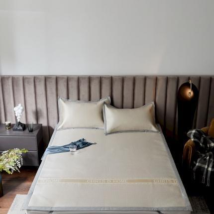 91家纺网 家纺一手货源 找家纺 涞澳家纺 2021新款凉席三件套-时尚  小格纹-驼