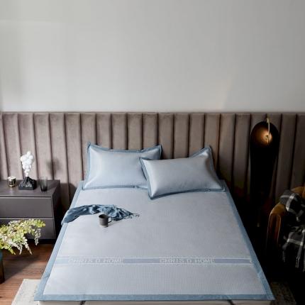 91家纺网 家纺一手货源 找家纺 涞澳家纺 2021新款凉席三件套-时尚  小格纹-蓝