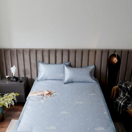 91家纺网 家纺一手货源 找家纺 涞澳家纺 2021新款凉席三件套-时尚  爱心-蓝