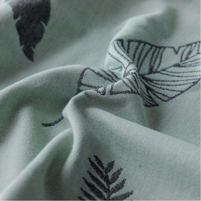 91家纺网 家纺一手货源 找家纺 朴尔家纺 新款主推特惠三层全棉纱布毛巾被 南极树叶-墨绿