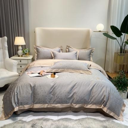 91家纺网 家纺一手货源 找家纺 馨蕊家居 2021新款100支奥斯汀全棉四件套 奥斯汀-高级灰