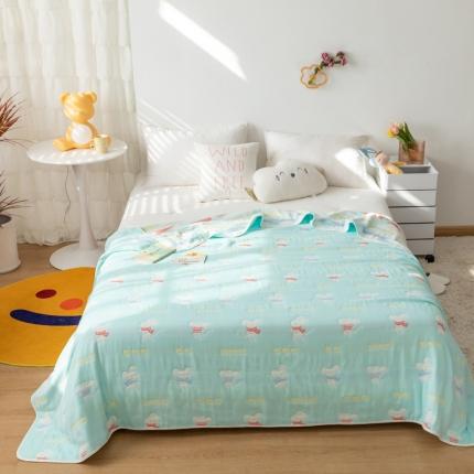 91家纺网 家纺一手货源 找家纺 朴尔家纺 2021新款卡通系全棉六层纱毛巾 开心鼠-绿