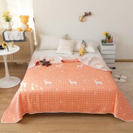 91家纺网 家纺一手货源 找家纺 朴尔家纺 2021新款卡通系全棉六层纱毛巾 麋鹿森林-橘