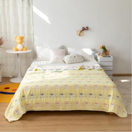 91家纺网 家纺一手货源 找家纺 朴尔家纺 2021新款卡通系全棉六层纱毛巾 土拨鼠-黄