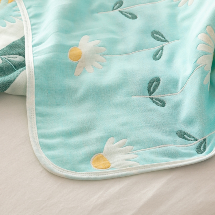 91家纺网 家纺一手货源 找家纺 朴尔家纺 2021新款卡通系全棉六层纱毛巾 一米阳光-绿