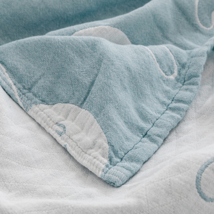 91家纺网 家纺一手货源 找家纺 朴尔家纺 新款加厚三层水洗棉全棉纱布毛巾被 灵动兔-兰